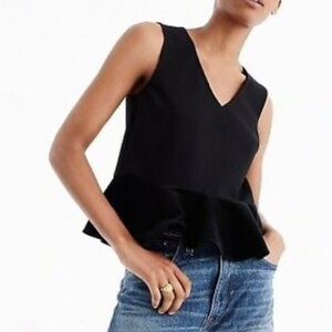 J.Crew Black Peplum Velvet Blouse